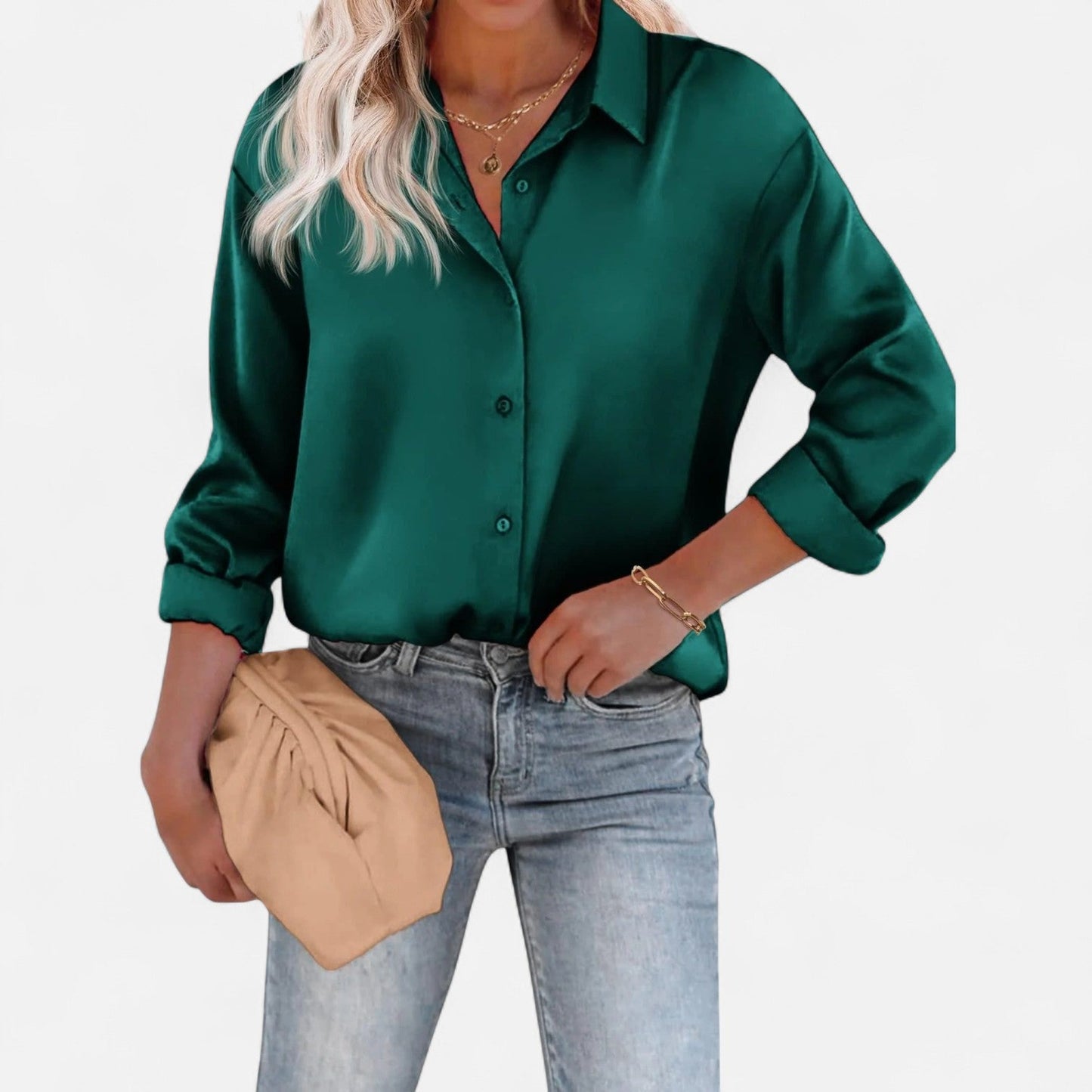 Blusa de Mujer con Cuello Clásico y Silueta Fluida – Elegancia Atemporal, Comodidad Sofisticada