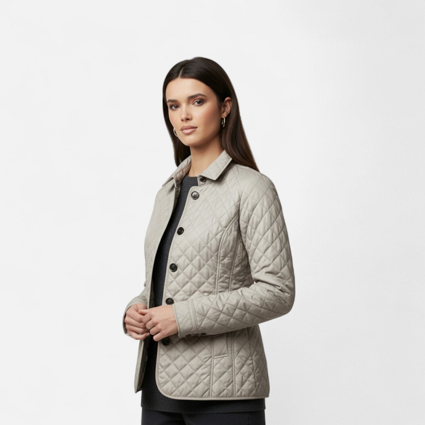 Chaqueta Acolchada Mujer Cuello Solapa Elegante